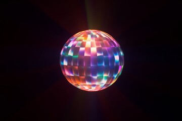 Canvas Print - colourful rainbow disco ball light leaks texture on black background