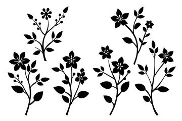 floral branch silhouette vector illustration