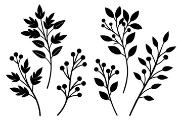 Wall Mural - floral branch silhouette vector illustration