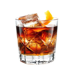 old fashioned cocktail isolated on white background