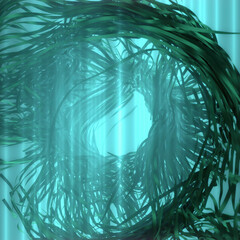 Aufkleber - Digital illustration of flying strips of fabric. 3d rendering