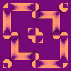 Leinwandbilder - 3d rendering digital illustration with bright purple background and geometric pattern of interconnected lines and shapes