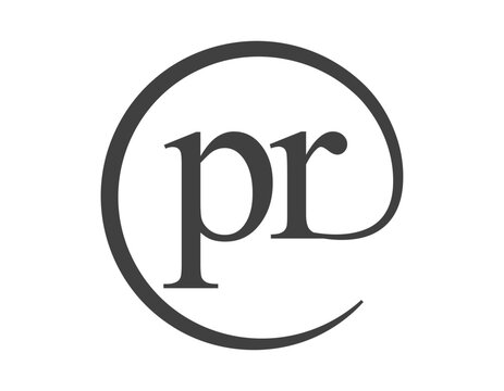PR logo from two letter with circle shape email sign style. P and R round logotype of business company