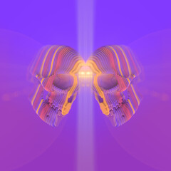 Leinwandbilder - 3d rendering digital illustration of two opposing layered skulls composed of colorful stripes