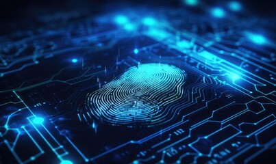 Human fingerprint with futuristic digital enhancement