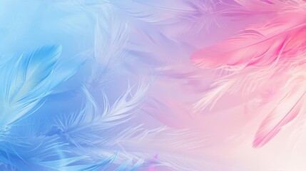 Wall Mural - soft pastel feathers in shades of pink and blue create a delicate, dreamy abstract background. perfe