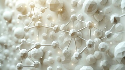 Wall Mural - An intricate biotech-themed background with geometric shapes in neutral tones, showcasing a molecular model of a cell surface marker, essential for cellular biology and biotechnology research. shiny,