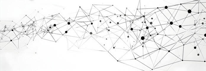 Poster - A black and white vector illustration of an abstract network pattern, connecting nodes with lines on a clean background
