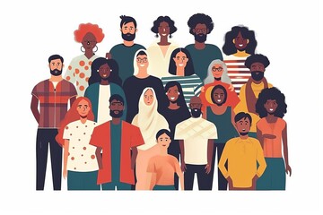 Wall Mural - diverse group of people from different races genders ages and cultures community unity concept illustration