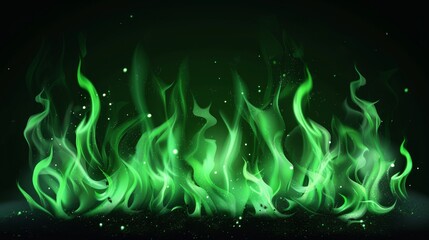 a fantasy concept of mystical green flames on a dark background