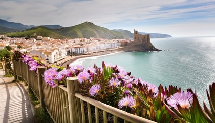 Wall Mural - flowers on the coast of the sea