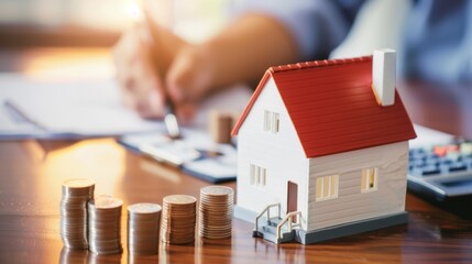 Wall Mural - The house and stacked coins