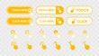 © Jer - Clickable Web Buttons with Cursor Pointer Icon. Web Site Button Set Collection. Call for Action Click and Touch Button. Vector Illustration.