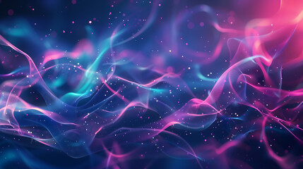 abstract background with neon waves and glowing particles. Blue, pink, purple colors futuristic illustration of smoke in the style of vapor