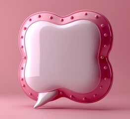 Poster - Pink speech bubble with rounded corners and glossy finish on pink background