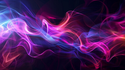 abstract background with smoke and glowing particles, pink purple blue colors