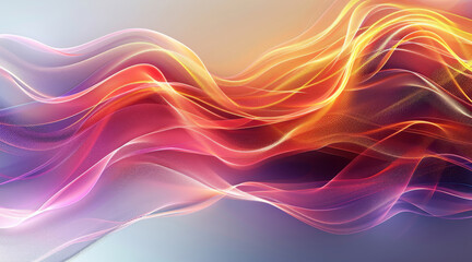 Poster - Colorful wavy lines on an abstract digital background conveying motion and fluidity. Generative AI.