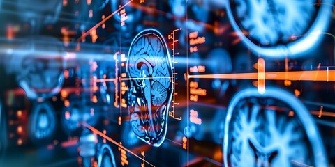 Wall Mural - Advances in neuroimaging techniques for researching neurological disorders and brain function. Concept Brain Mapping, Functional Connectivity, Imaging Biomarkers, Neuroimaging Technologies