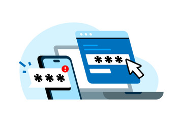 Poster - verification, otp one time password has been send, input code concept illustration flat design. simple modern graphic element for ui, infographic, icon