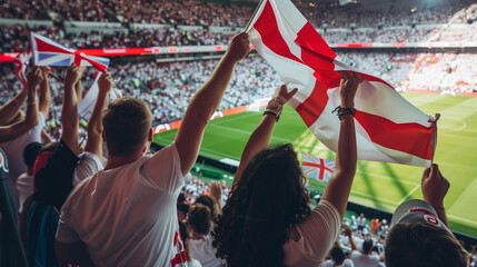 happy Fans at the crowded football stadium