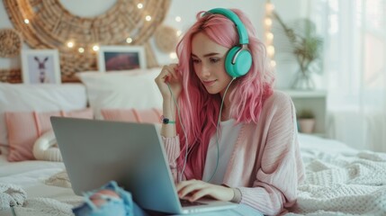 Canvas Print - The Woman with Pink Hair