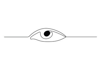 Wall Mural - Continuous one line drawing of female watch eye vector illustration. Premium vector