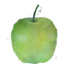 Canvas Print - Hand drawn green apple watercolor style design element