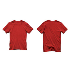 Wall Mural - Blank Red T-Shirt Mockup Template, Front and Back Isolated Transparent, Generative AI