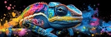 chameleon in neon colors in a pop art style