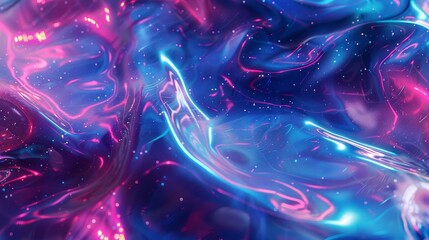 Poster - Futuristic Ripples, Holographic Fluid Liquid Background