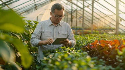 Wall Mural - man in greenhouse