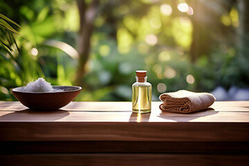 Poster - spa still life with towel and candle