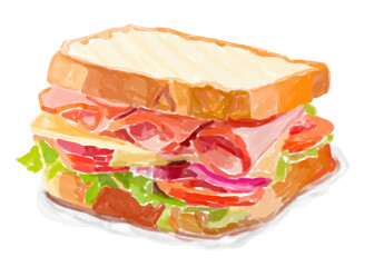 Wall Mural - Watercolor sandwich meal png sticker