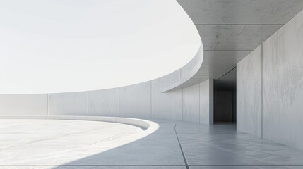 Wall Mural - Abstract minimalist design with smooth white architectural forms and large empty spaces.