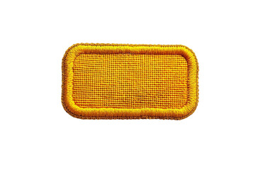 close-up of a rectangular yellow embroidered patch isolated on a transparent background. ideal for c