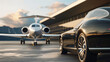 © Isa - private jet plane on the ground and luxury car for rich person