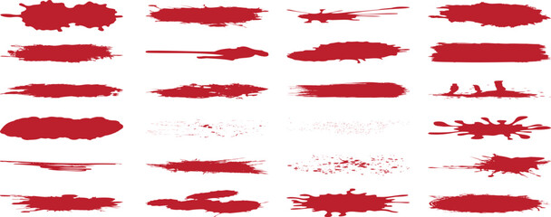 Wall Mural - irregular brush stroke, red paint splatter set. various styles of splatters, strokes, and brushes. p