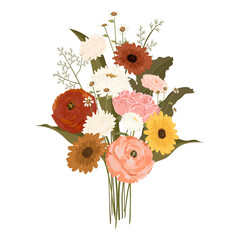 Poster - Pastel flower png bouquet clipart, realistic illustration on transparent background