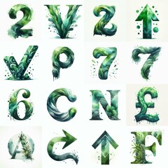 Sticker - Green watercolor Lettering Typeface. AI generated illustration