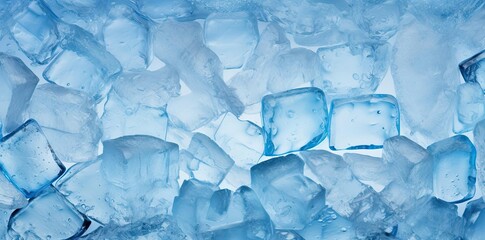 Wall Mural - ice texture in the form of cubes on a blue background