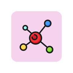 Poster - Carbon molecule line icon. Atom, gas, methane, model. Chemistry concept. Can be used for topics like science, research, chemical structure, medicine.