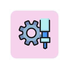 Poster - Complex milling line icon. Gear, cogwheel, machine. Industry concept. Can be used for topics like equipment, manufacturing, production.
