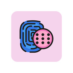 Poster - Fingerprint recognition line icon. Finger, print, mark verification. Security concept. Can be used for topics like digital devices, data protection, biometric scanning, identity.