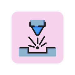 Poster - Laser engraving machine line icon. Cnc, beam, cutting. Industry concept. Can be used for topics like stamping, metallurgy, technology.