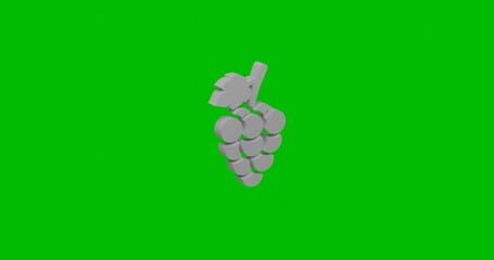 Poster - Animation of rotation of a white grapes symbol with shadow. Simple and complex rotation. Seamless looped 4k animation on green chroma key background