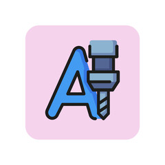 Poster - Milling engraving line vector icon. Machine, letter, drilling. Industry concept. Can be used for topics like equipment, manufacturing, technology.