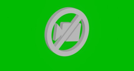 Poster - animation of rotation of a white no video symbol with shadow. simple and complex rotation. seamless 