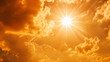 © AiDesign - Sun shining in hot summer with yellow sky, Extreme heat wave, global warming concept