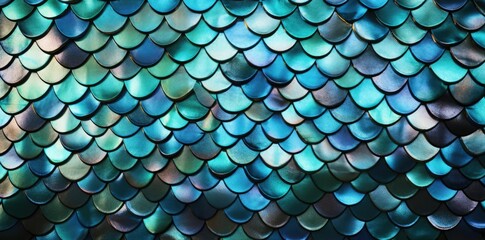 fish scale texture on a blue background a fish scale pattern is displayed on a blue background, with a pair of scissors and a ruler placed on top of it