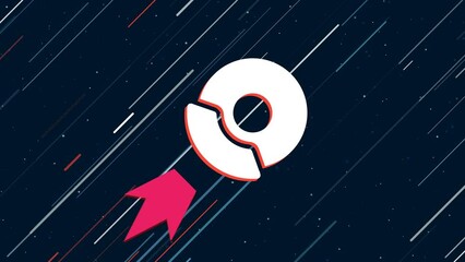 Poster - Auto brakes flies through the universe on a jet propulsion. The symbol in the center is shaking due to high speed. Seamless looped 4k animation on dark blue background with stars